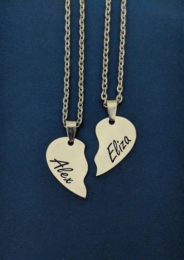 SIlver Name Engraved Heart Necklace