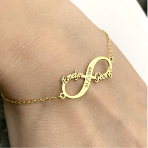 Customize Infinity Double Name & Engraved Date Bracelet