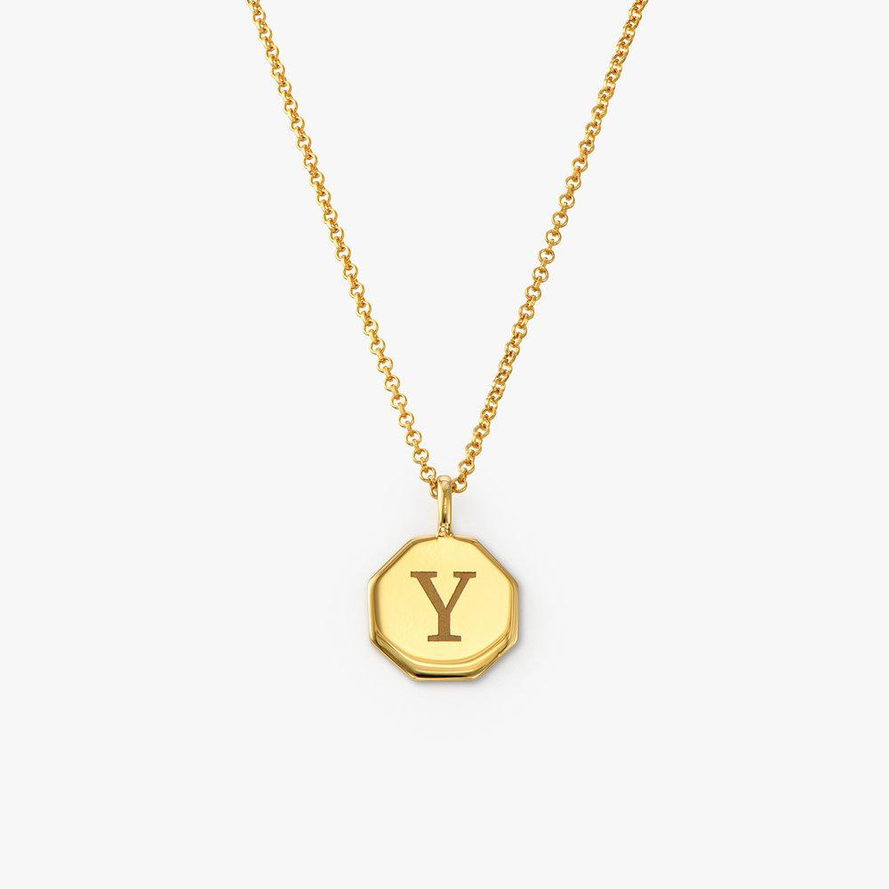Octagon Initial Engraved Necklace