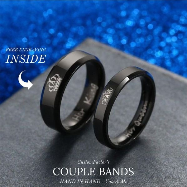 Customize Name Engrave Couple Band Rings