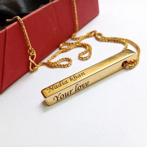 Customize Name Engraved 3D Bar Necklace