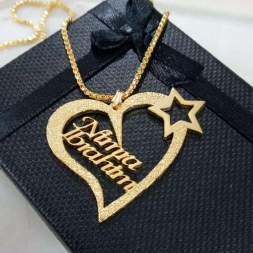 Customize Heart Star Name Necklace