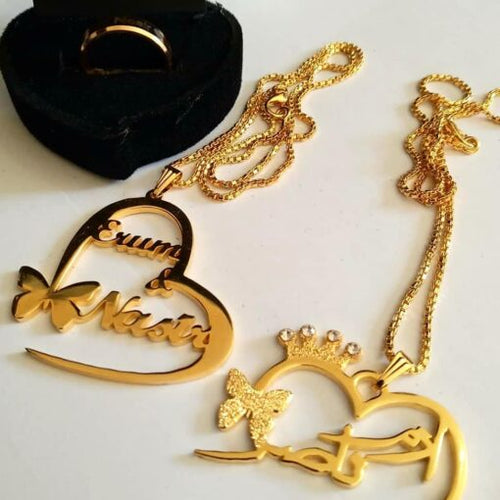 Customize Heart Double Name Necklace