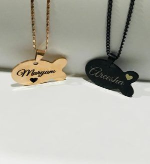 Customized Named Engraved Fish Necklace