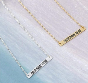 Name Engraved Plate Necklace