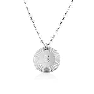 Willow Disc Initial Engraved Necklace - Silver Plating