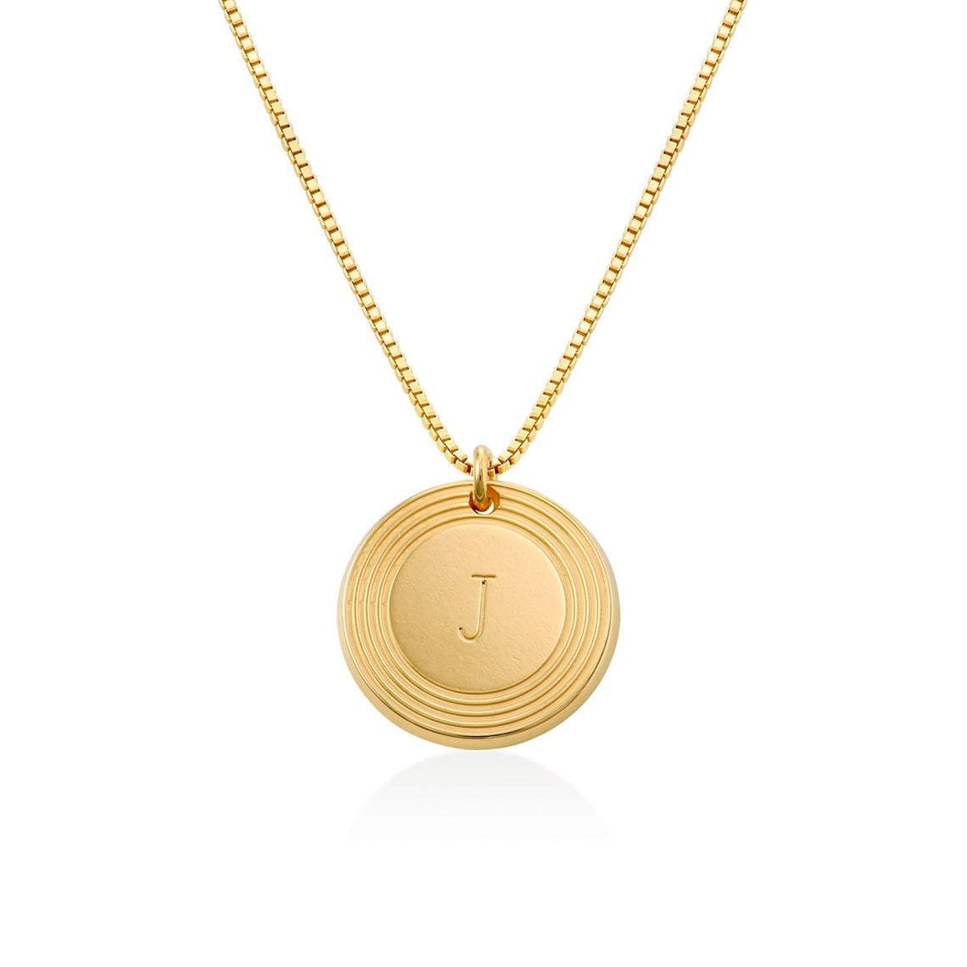 Willow Disc Initial Engraved Necklace - Gold Plating